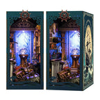 【Riddle on the Seabed】 two-view finished product display: left shows front view, clearly showing the interior crystal ball, shipwreck, and columns; right shows side view with a large sailing ship riding the waves printed on the side panel, echoing the undersea adventure theme
