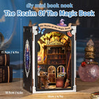 【The Realm of the Magic Book】 Product dimension diagram: book nook stands 17.5cm tall, 12cm wide, and 10.5cm deep, compact and exquisite, perfectly fitting standard bookshelf spaces