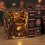 【Ancient Rhyme Library】 perfectly sandwiched between dark vintage leather-bound books, the gold hollow-out frame complementing the book spines, presenting the texture of a classical temple of knowledge
