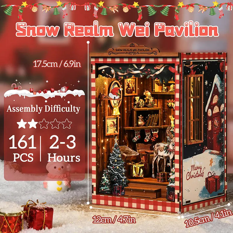 【Snow Realm Wei Pavilion】 Product parameters and dimension diagram | Assembled height 17.5cm, width 12cm, depth 10.5cm | 161 pieces, 2-star assembly difficulty, estimated assembly time 2-3 hours
