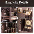 Close-up of miniature astronomical instruments and dome murals inside【Museum of Astronomy】 book nook, realistic science museum vibe