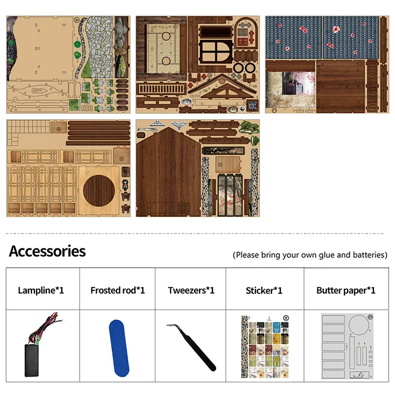 【Moss-Lantern Harmony Garden】 tips: 14+ / small parts / test LED first / follow manual / pebbles & leaves need gluing
