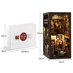 【Craftsmanship Repair Shop】 DIY Vintage Auto Repair Shop Miniature Model Kit | Arched windows with carved door frames | Warm yellow lighting creating nostalgic workshop atmosphere | Minipata